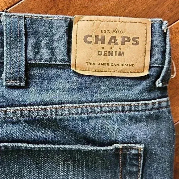 Men's CHAPS Denim Jeans Straight Fit 48x32 Dark Wash - Picture 10 of 15